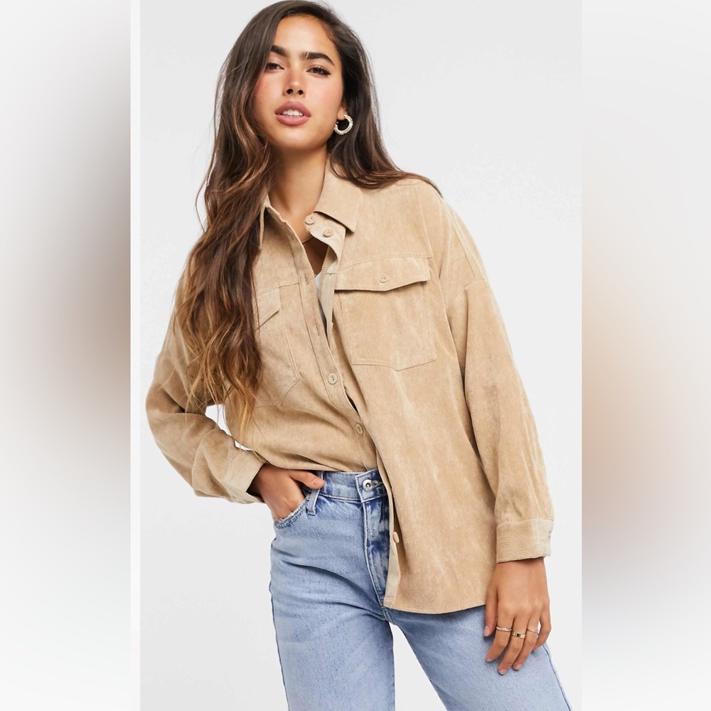 Stradivarius Beige Corduroy Shirt